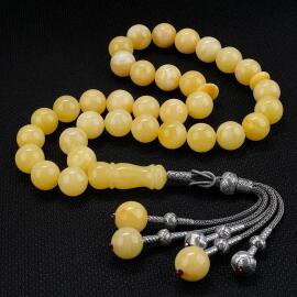 Usta İşi Kazaz Dev Boy Yoğurtlu Damla Kehribar Tesbih - 2