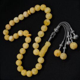 Usta İşi Kazaz Dev Boy Yoğurtlu Damla Kehribar Tesbih - 4