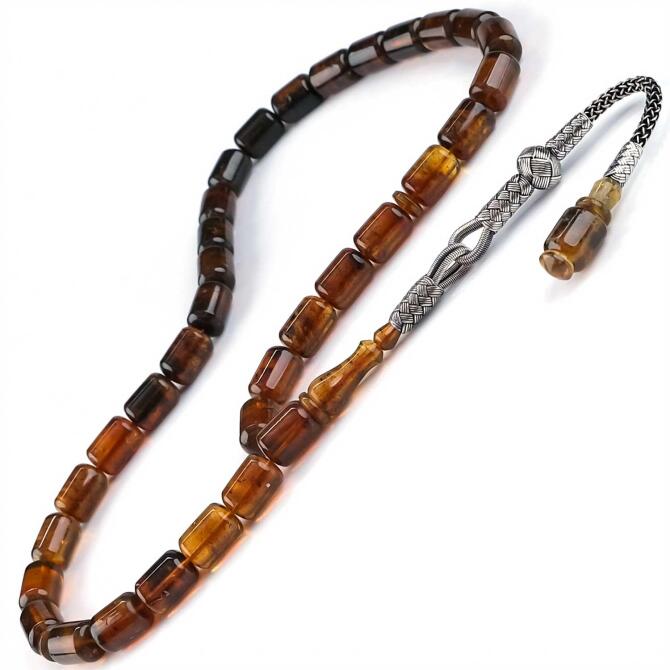 Usta İşi Kazaz Dominik Damla Kehribar Tesbih - Tesbihcibaba