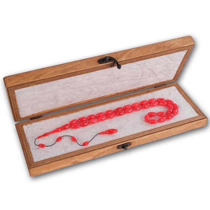 Usta İşi Kızıl Hareli Renk Almaya Müsait Kehribar Tesbih - Tesbihcibaba