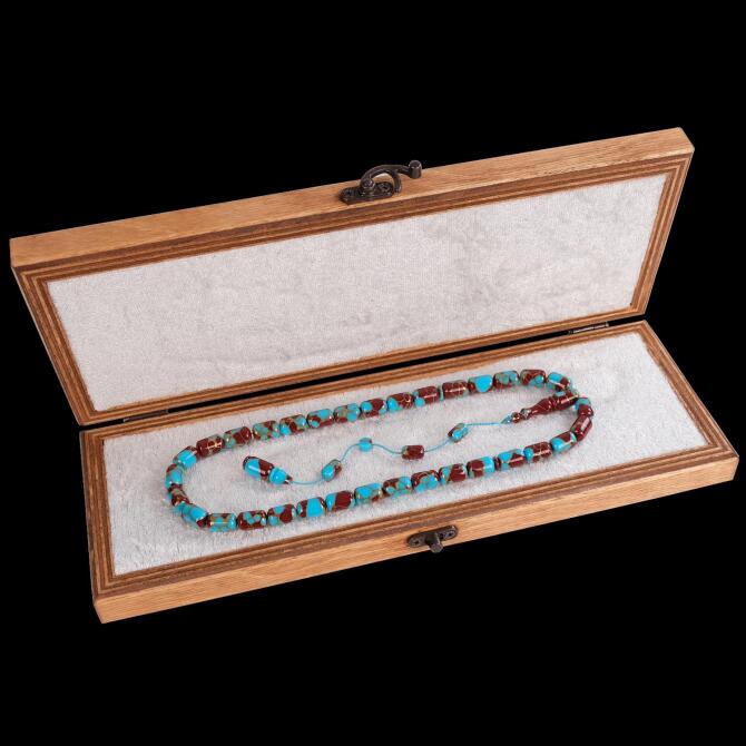 Usta İşi Kumpaslı Arizona Firuzesi Tesbih - Tesbihcibaba