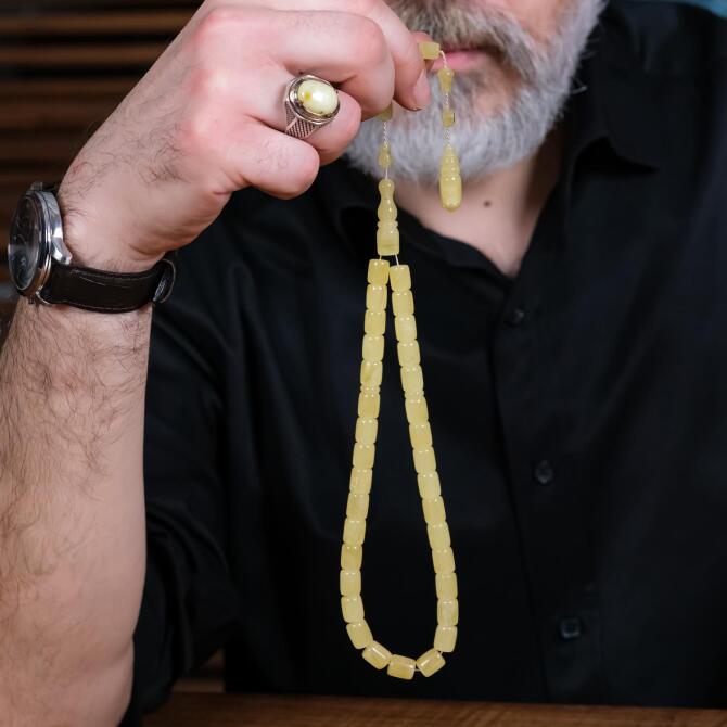 Usta İşi Hareli Damla Kehribar Tesbih - Tesbihcibaba