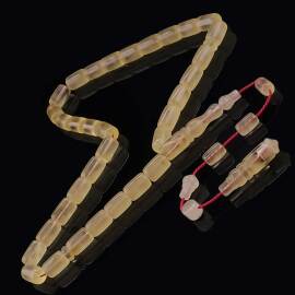 Usta İşi Şeffaf Buğulu Damla Kehribar Tesbih - 1