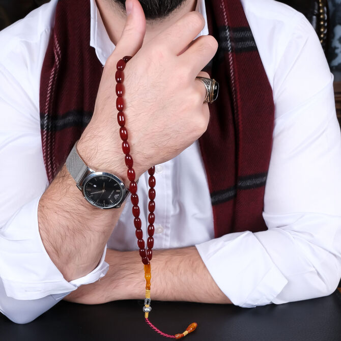 Usta Yapımı Altın İşleme Kazaz Kamçı Osmanlı Kehribar Tesbih - Tesbihcibaba