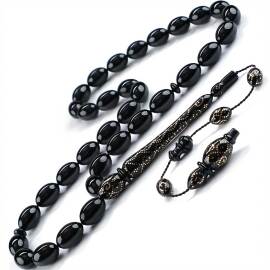 Ustaların Eseri Altın İşlemeli Erzurum Oltu Taşı Tesbih - 1