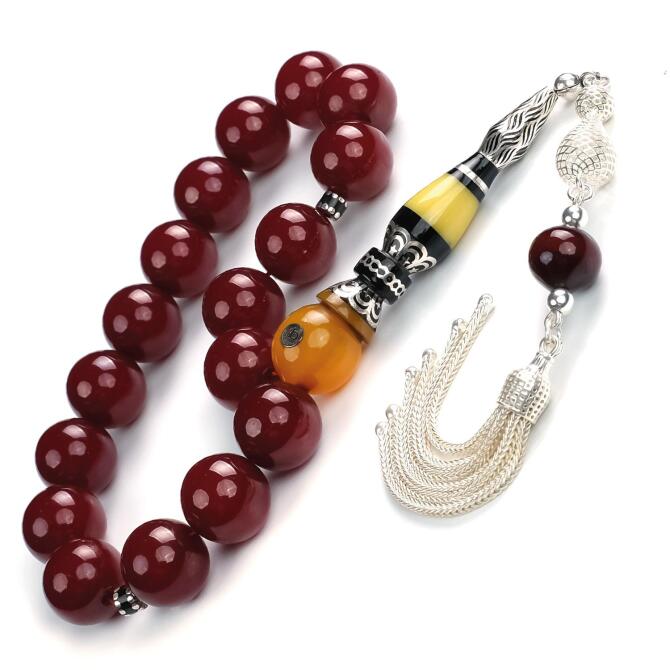 Vişne Çürüğü Nakkaş Sıkma Kehribar Maskot Tesbih - Tesbihcibaba