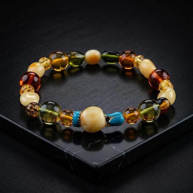 Bracelet Amber Baltık Mİx Damla Kehribar Bileklik - Tesbihcibaba