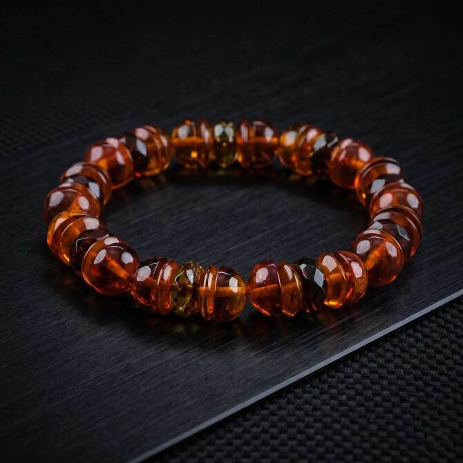 Bracelet Amber Kristal Damla Kehribar Bileklik - Tesbihcibaba