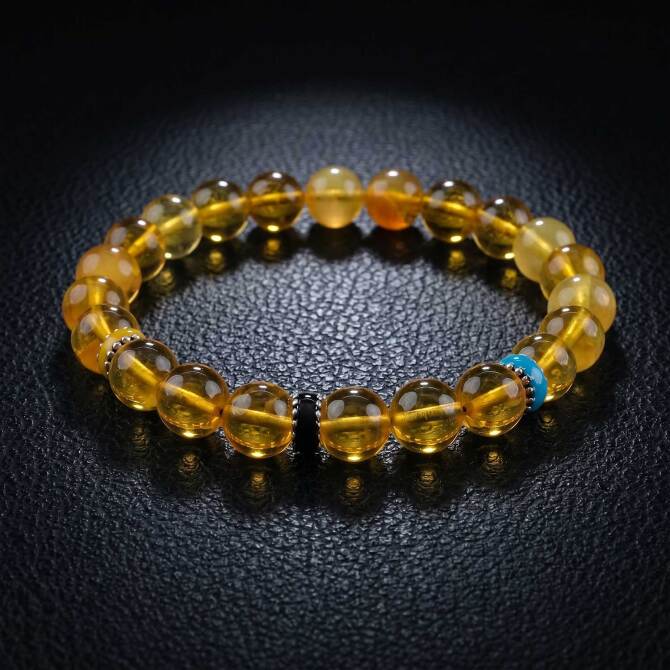 Bracelet Amber Lime Damla Kehribar Bileklik - Tesbihcibaba