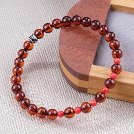 Bracelet Amber Mercan Detay Damla Kehribar Bileklik - 2