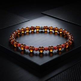 Bracelet Amber Mercan Detay Damla Kehribar Bileklik - 1