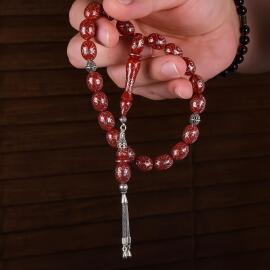 Yakutiye Model-Gümüş İşçilikli Ateş Kehribarı Tesbih - 3