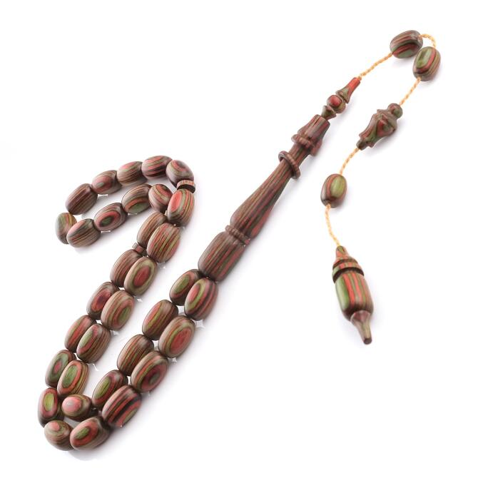 Alkan Usta İşçilik Yeşil Kuşaklı Kafur Ağacı Tesbih - Tesbihcibaba