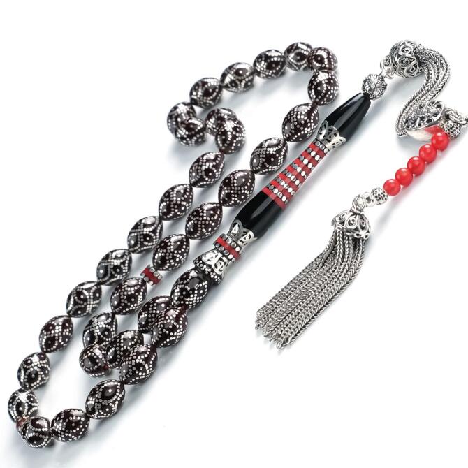 Yussuri Kızıl Deniz Mercanı Gümüş Çakım Koleksiyonluk Tesbih - Tesbihcibaba