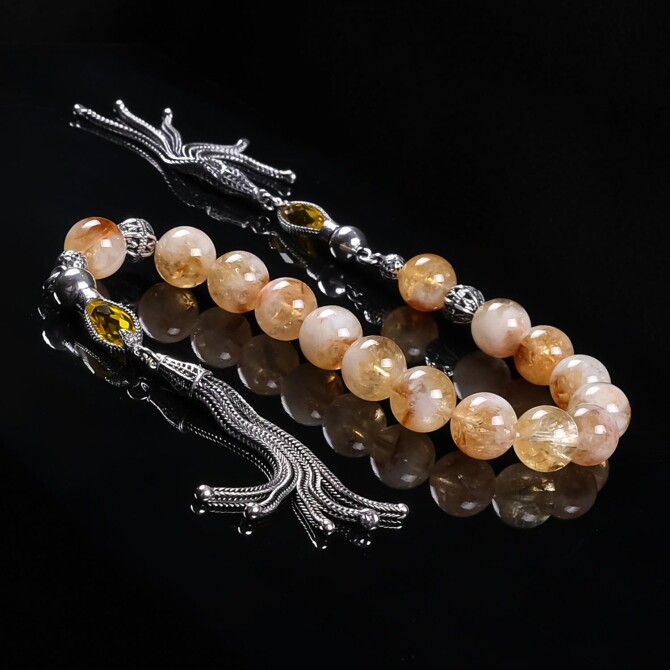 Zaza Model Hareli Yapıda Sitrin Taşı Tesbih - Tesbihcibaba