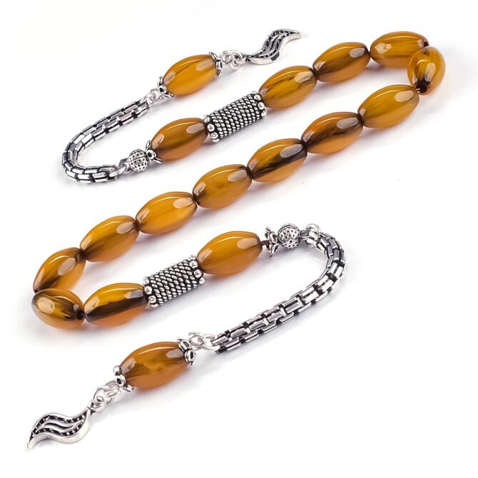 Zaza Özel Hareli Yapısıyla Sıkma Kehribar Tesbih - Tesbihcibaba