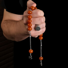 Zaza Tasarım Sıkma Kehribar Ağa Tesbihi - 2