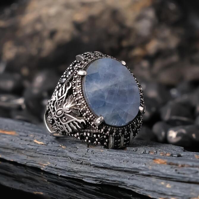 Zihin Stone Orjinal Sapphire Stone-set 925 K Certified Silver Ring