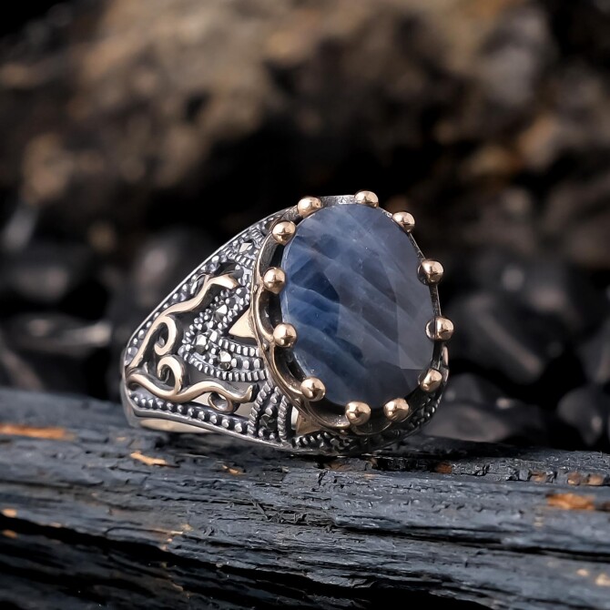 Zihin Stone Orjinal Sapphire Stone-set 925 K Certified Silver Ring