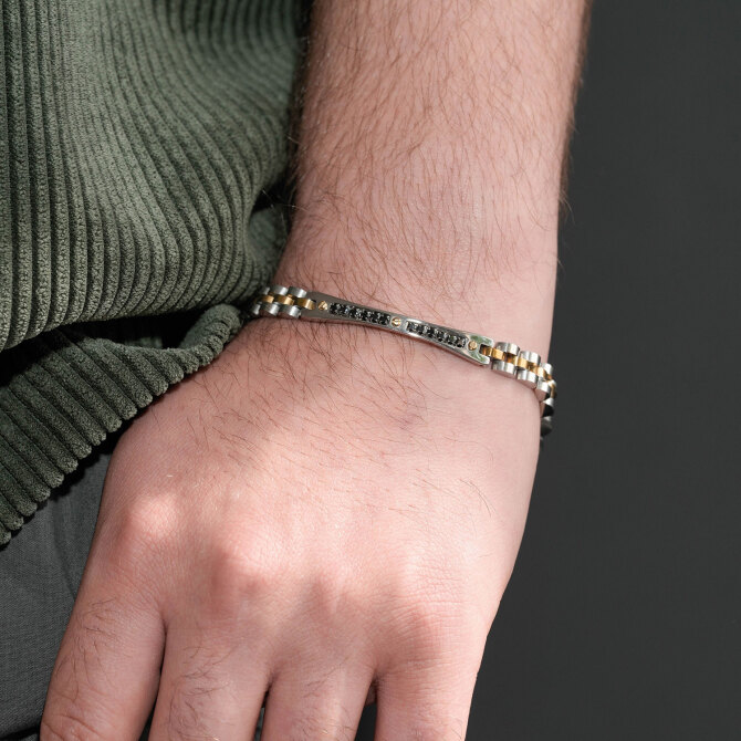 Zirkon Çizgili Modelist Tasarım Çelik Bileklik - Tesbihcibaba