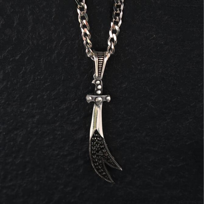 Zirkon Tasarım Zülfikar Model Gümüş Kolye - Tesbihcibaba